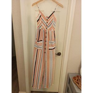 Women's Stilletto's Striped Multicolored Maxi Dress With Pockets Size Medium